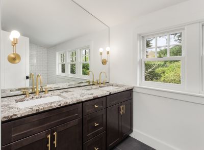 A stylish light fixture can serve as a focal point,
